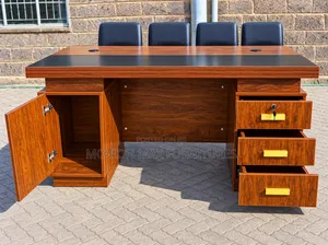 Executive Wooden Office Desk With /Side Cabinet – Modern Mahogany