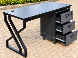 Black Modern Office Desk and Movable Pedestrial