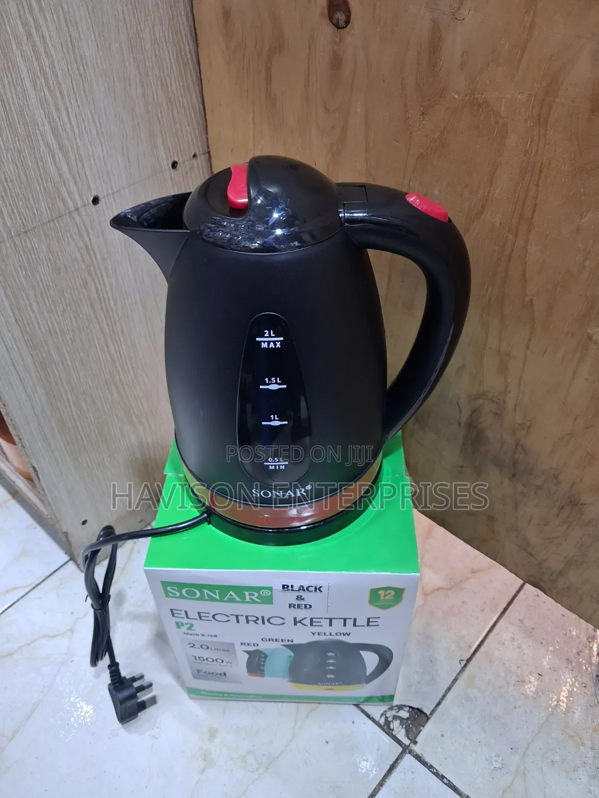 Durable Black&Red 2 LTRS Kettle(Sonar)
