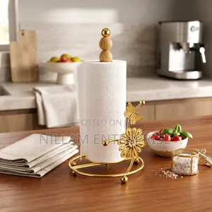 Gold Butterfly and Floral Countertop Paper Towel Holder