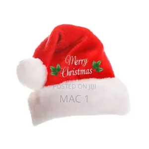 ​Deluxe Festive Santa Hat – "Merry Christmas" Printed / Embroidered