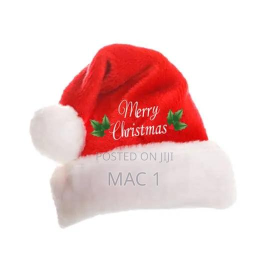 ​Deluxe Festive Santa Hat – "Merry Christmas" Printed / Embroidered
