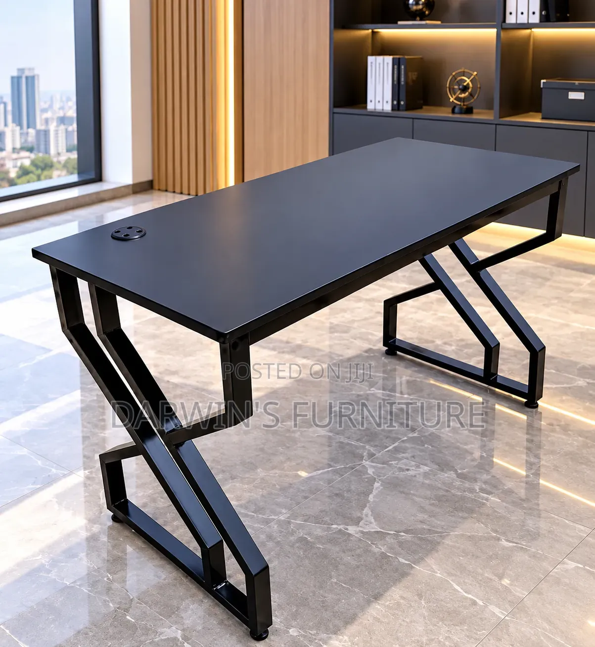 D Frame Table Black Double Grommets