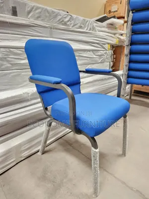 Conference Chairs – Blue Padded Stackable Chair With Armrests