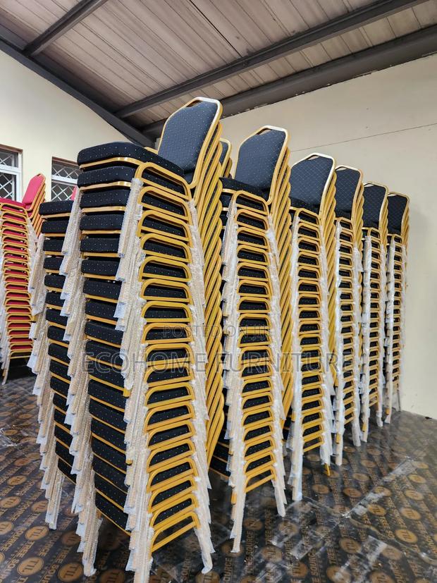 Banquet Chair – Black and Gold Padded Stackable Event Chair - thumbnail 2