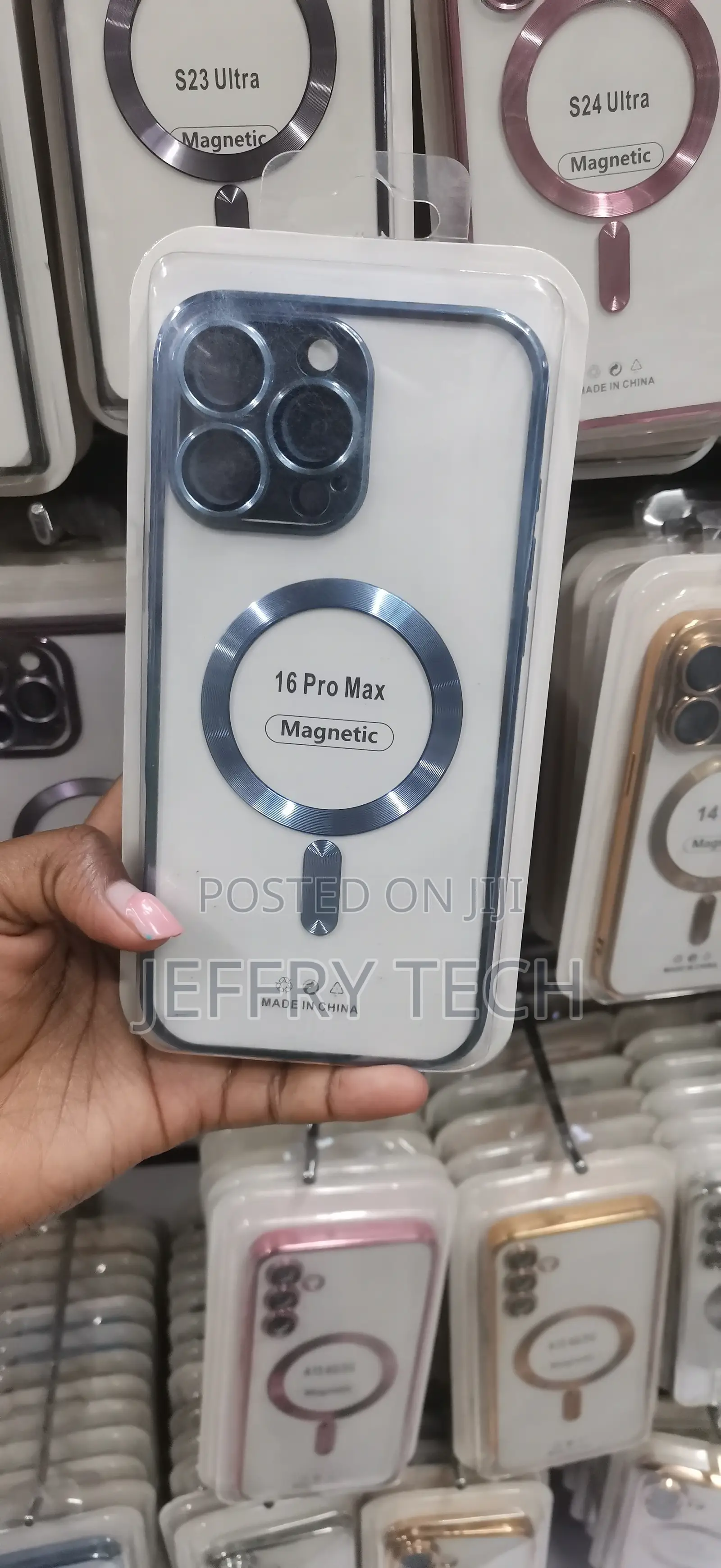 Clear Magnetic Case With Camera Lens for iPhone 16 Pro Max.