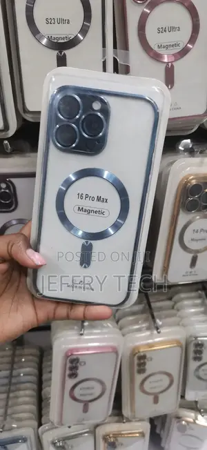 Clear Magnetic Case With Camera Lens for iPhone 16 Pro Max.