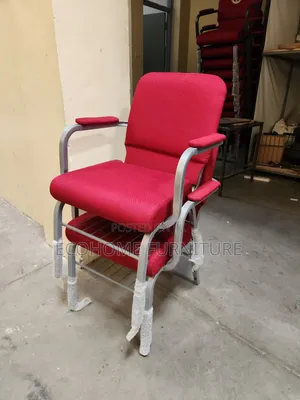 Church Chair – Red Padded Stackable Chair With Armrests