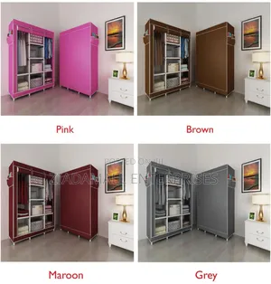 Three Column Metallic Portable Wardrobe 130x45x160cm