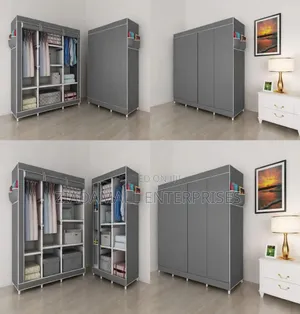 Three Column Metallic Portable Wardrobe 130x45x160cm