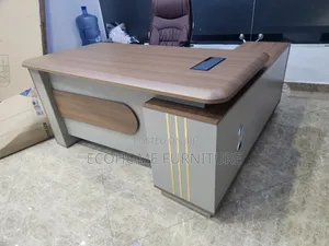 Executive Office Desk – Modern Walnut and Grey Manager Desk