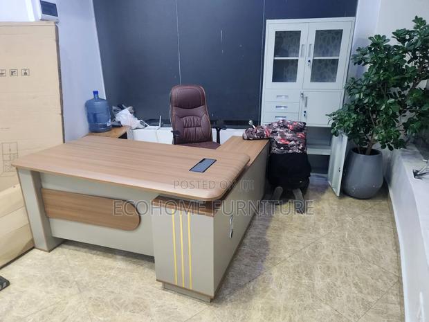 Executive Office Desk – Modern Walnut and Grey Manager Desk - thumbnail 2