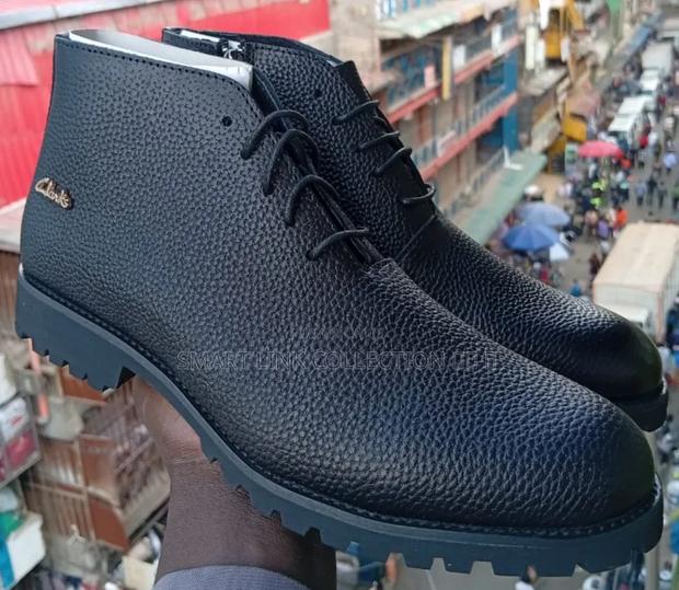 Black Textured Leather Ankle Boots - main view
