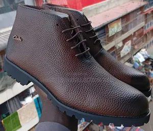 Black Textured Leather Ankle Boots