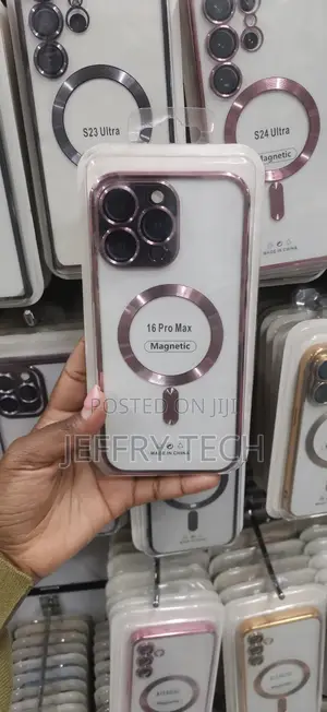Magnetic Case With a Rose Pink Ring Camera for iPhone 16 Pro Max