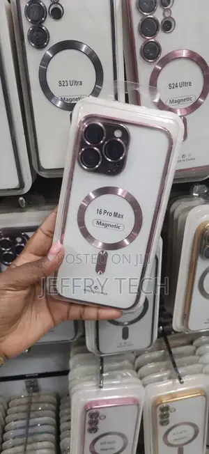 Magnetic Case With a Rose Pink Ring Camera for iPhone 16 Pro Max