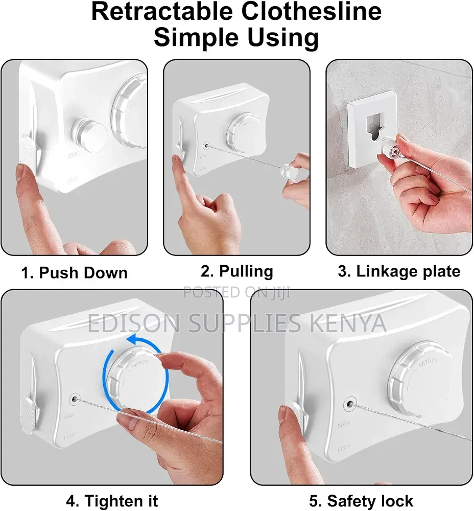 Retractable Clothes Line Extendable Cloth Line Dryer Hook