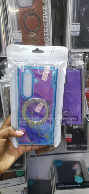 Blue and Purple Marble Magnetic Case Ring Stand for Galaxy Z Fold 7