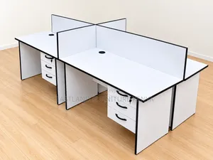 Modern 4-Person Office Workstation Desk With Privacy Panels