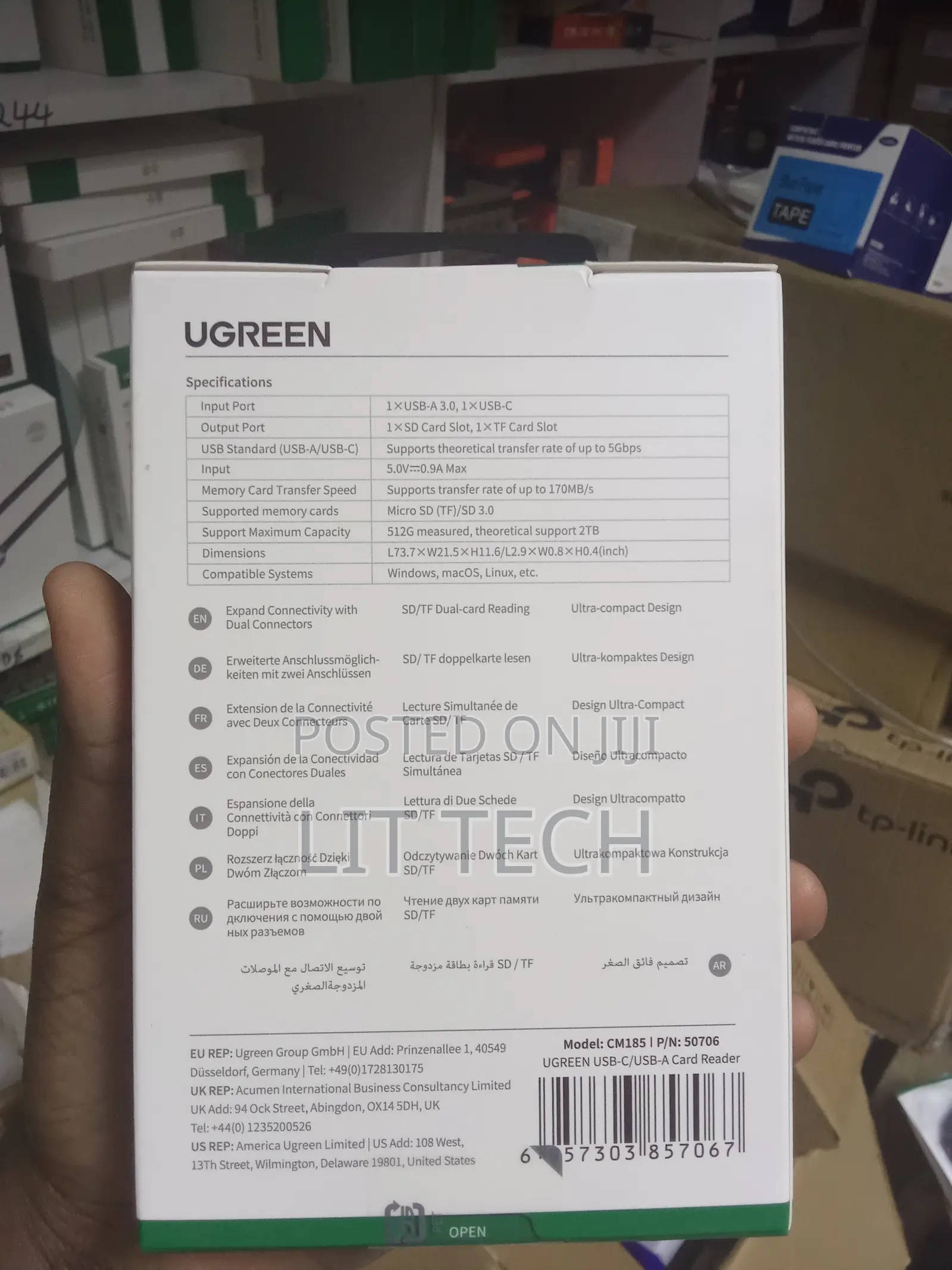 UGREEN 2-in-1 USB-C & USB 3.0 SD/TF Card Reader (CM185 / UG-50706)