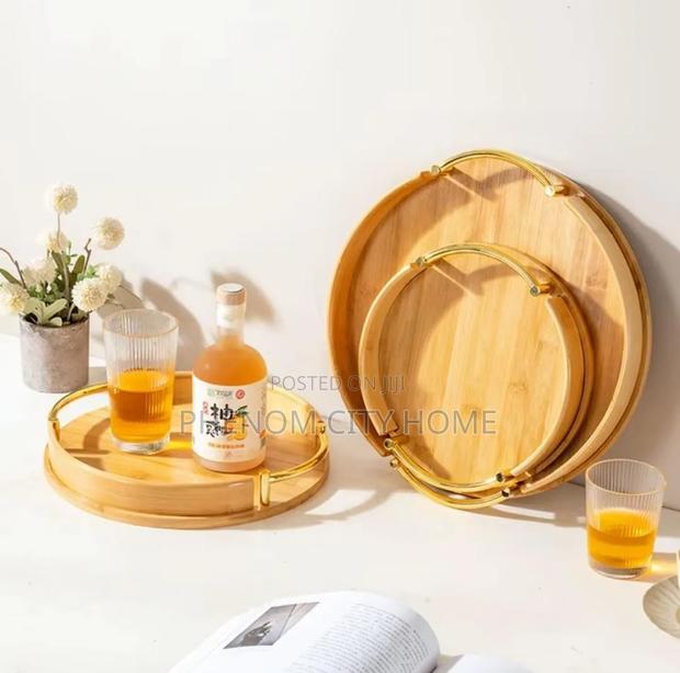 3 in 1 Round Bamboo Serving/Decor Trays - thumbnail 2