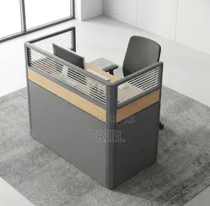 Office Workstation : Brown 1-Way Reception Workstation Desk