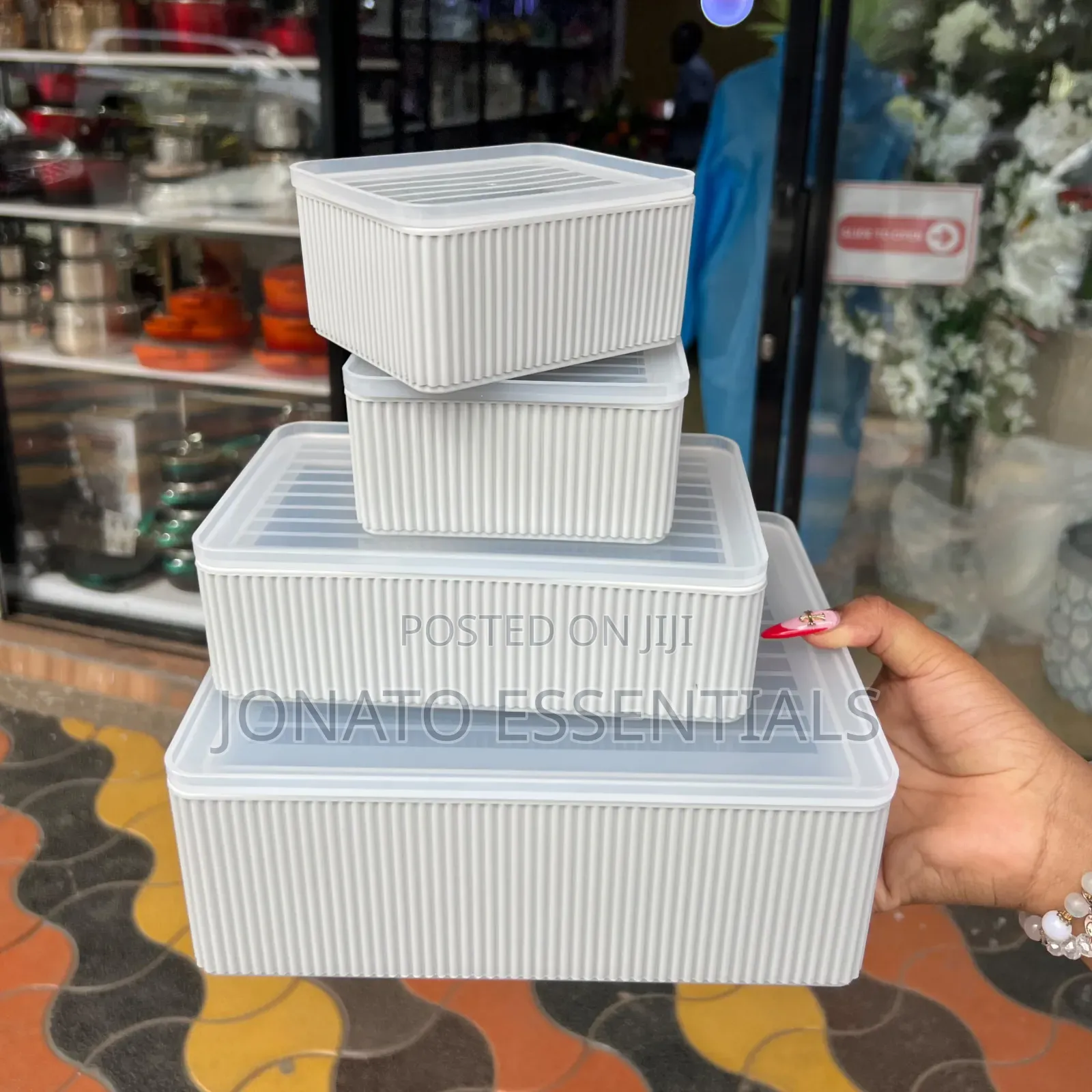 4pcs Plastic Kitchen Storage Containers Stackable Organizers Box