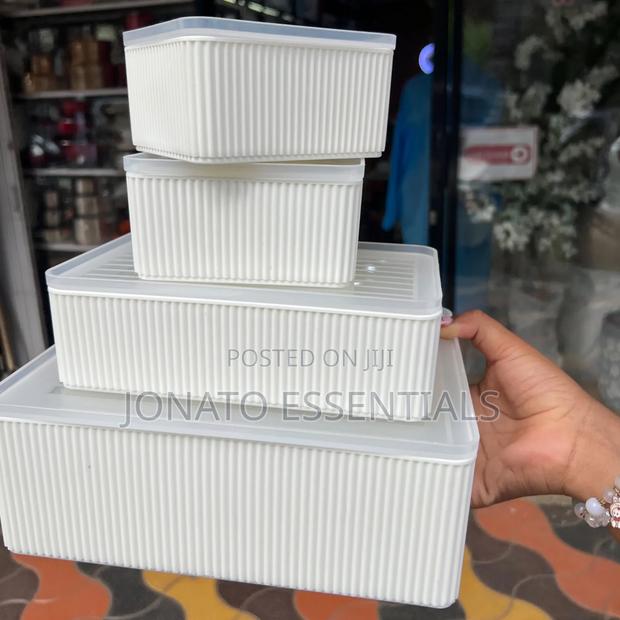 4pcs Plastic Kitchen Storage Containers Stackable Organizers Box - thumbnail 2