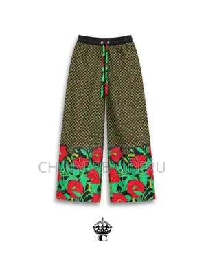 The Green & Red Floral Ankara Print Chichi Wide Leg Pants
