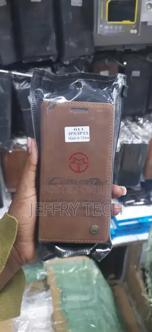 Brown CaseMe Series Leather Wallet-Style Flip Case in Plastic iPhone X