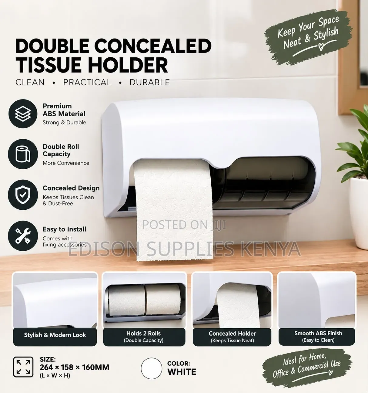 Tissue Holder Double Concealed Tissue Roll Paper Dispenser