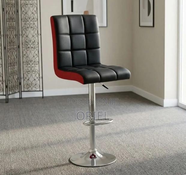 Modern Barstool : Adjustable Height Leather Barstool - thumbnail 2