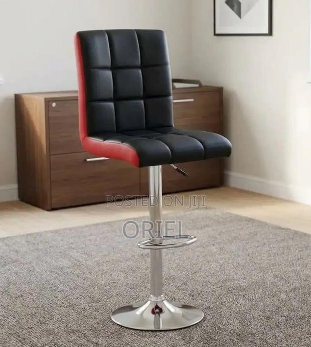 Modern Barstool : Adjustable Height Leather Barstool - thumbnail 3
