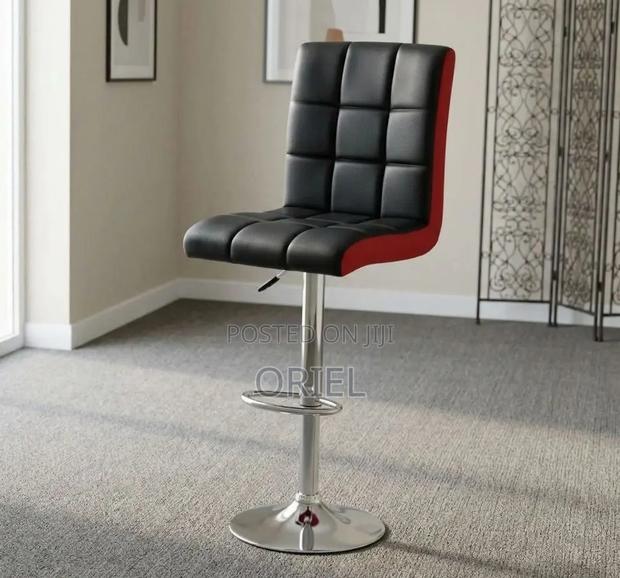 Modern Barstool : Adjustable Height Leather Barstool - thumbnail 4