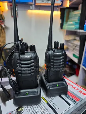 Pair of Baofeng UHF Radios With LED Flashlight and Desktop Chargers