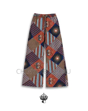 The Orange & Blue Patchwork Kitenge Print Chichi Wide Leg Pants