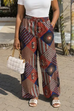 The Orange & Blue Patchwork Kitenge Print Chichi Wide Leg Pants