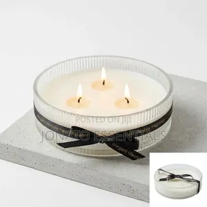 Scented Candle Multi Wick Ribbed Glass Bowl Home Decor