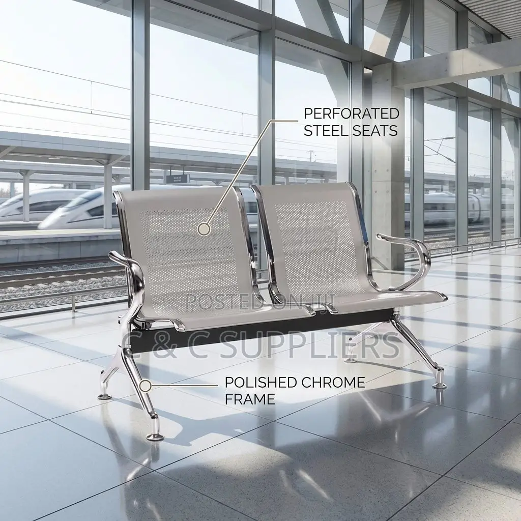 2-Seater Metallic Hall Way Waiting Bench