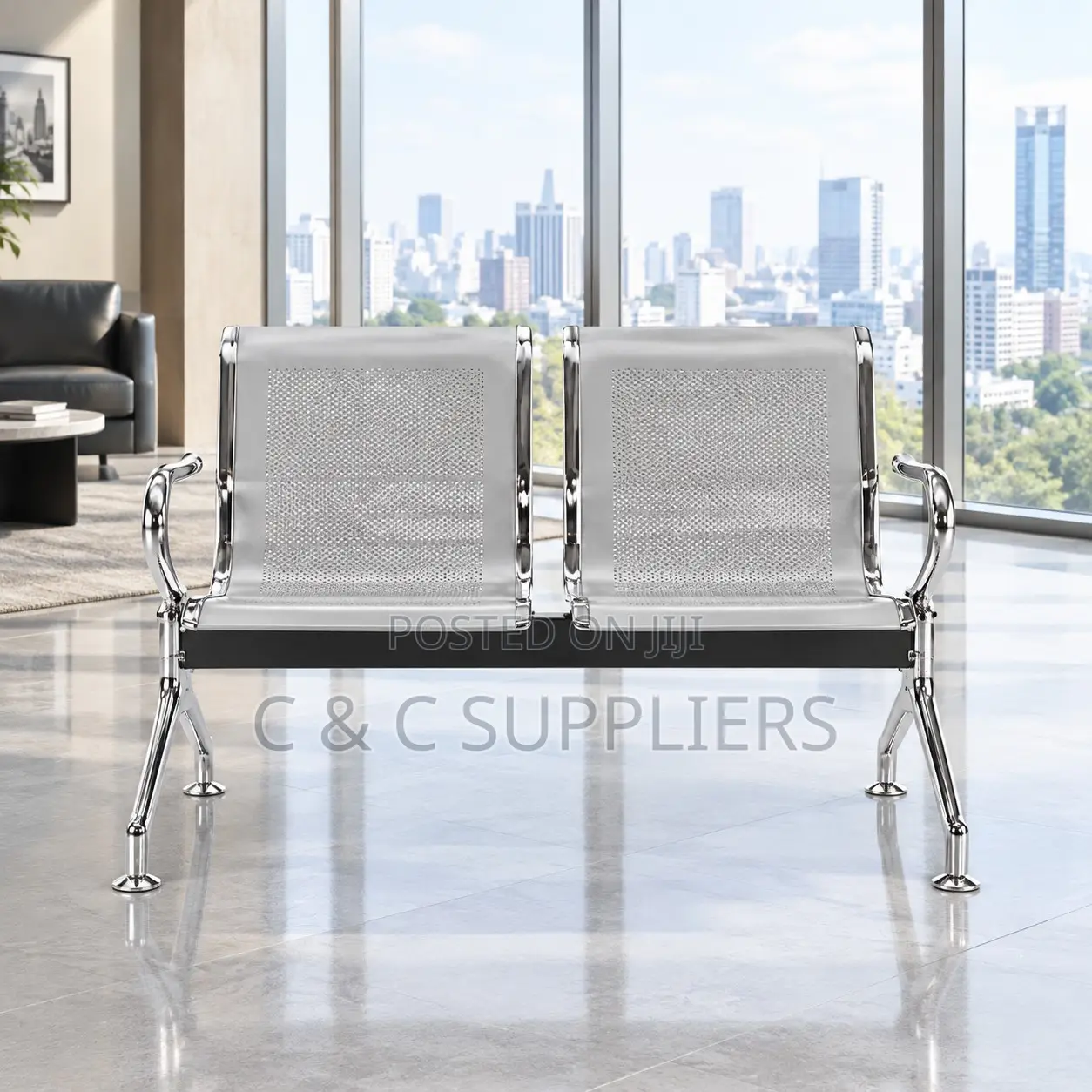 2-Seater Metallic Hall Way Waiting Bench