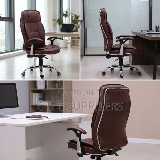Ergonomic Brown Leather Generic Chair. - thumbnail 9