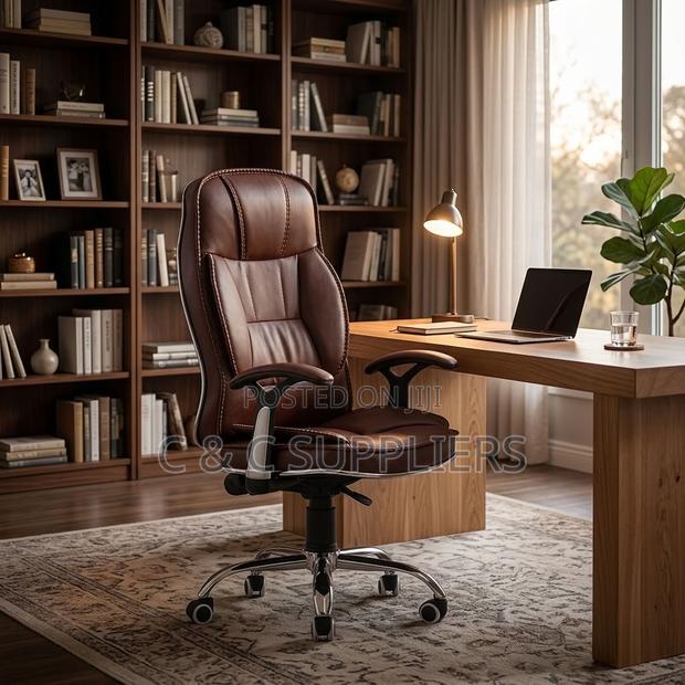 Ergonomic Brown Leather Generic Chair. - thumbnail 5
