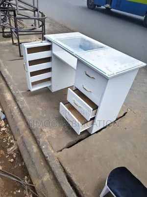 Nail Table With Glass Top and Running Drawers
