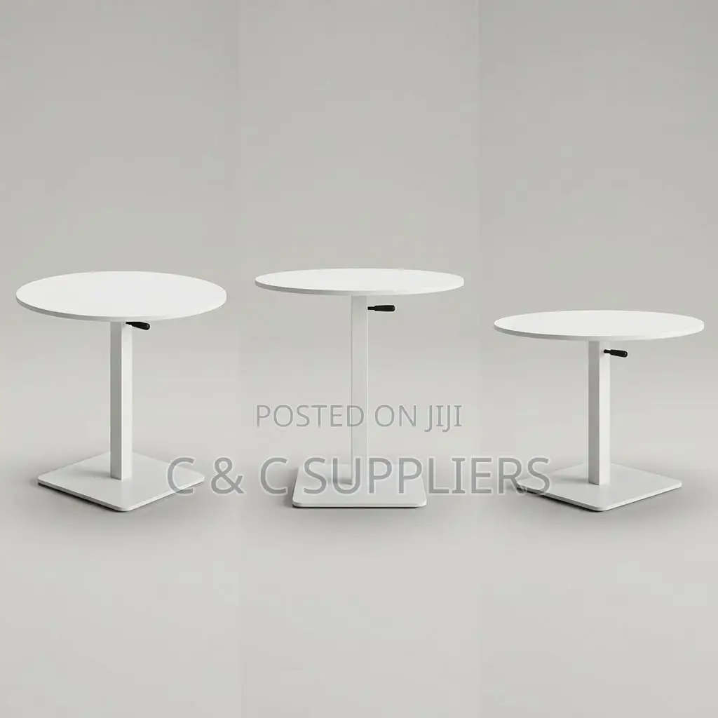 Round Adjustable Dining Table-White