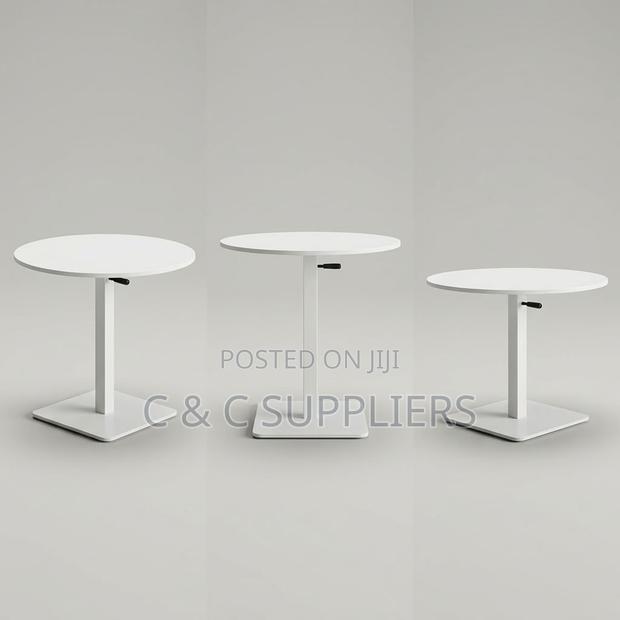 Round Adjustable Dining Table-White - thumbnail 6