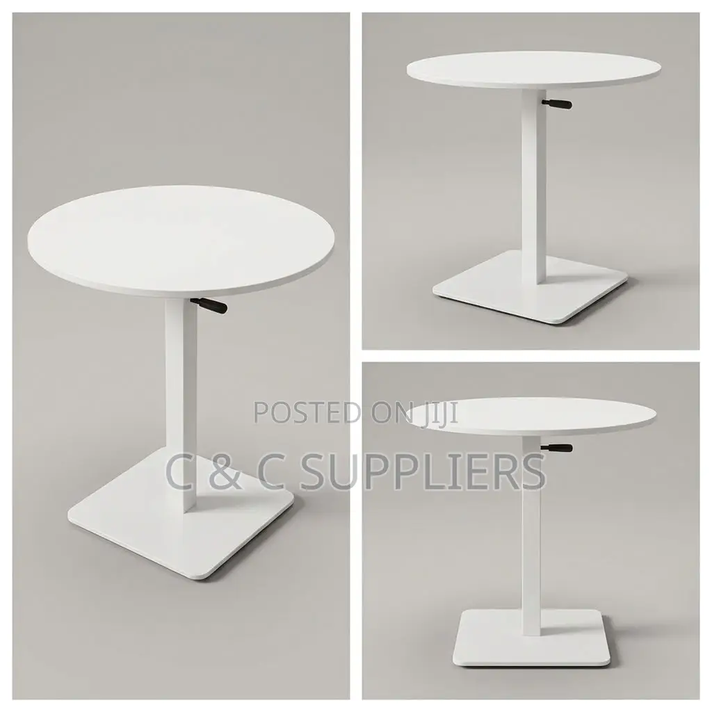 Round Adjustable Dining Table-White
