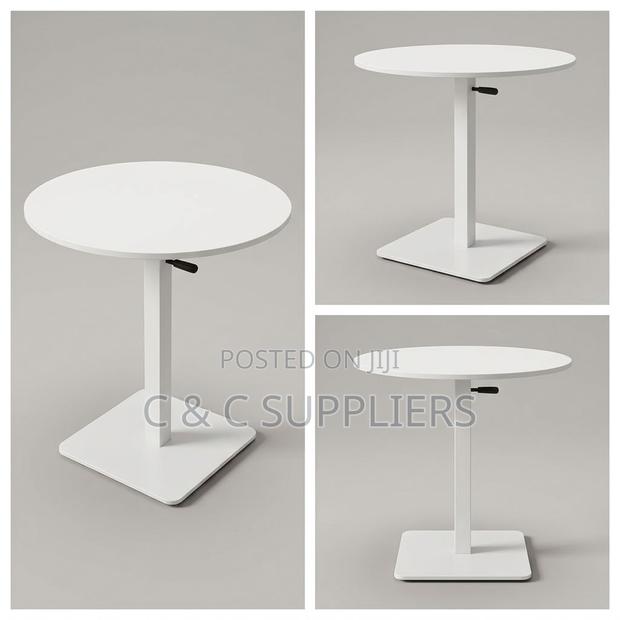 Round Adjustable Dining Table-White - thumbnail 16