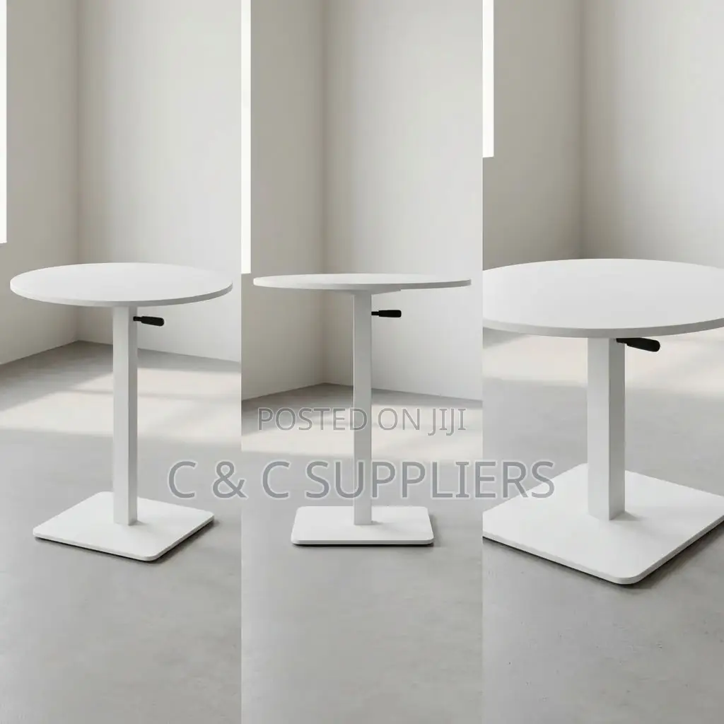 Round Adjustable Dining Table-White