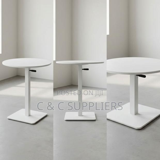 Round Adjustable Dining Table-White - thumbnail 10