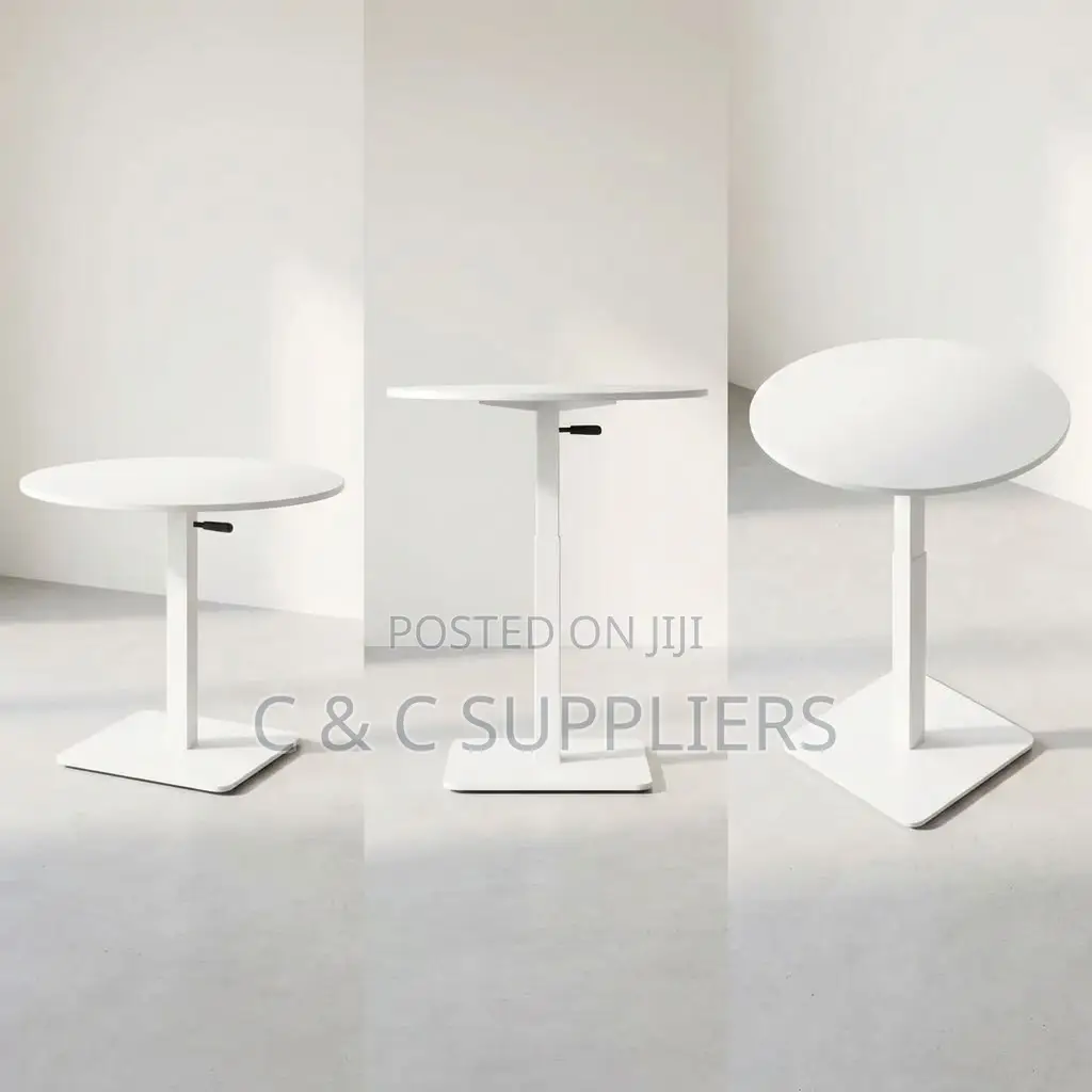 Round Adjustable Dining Table-White